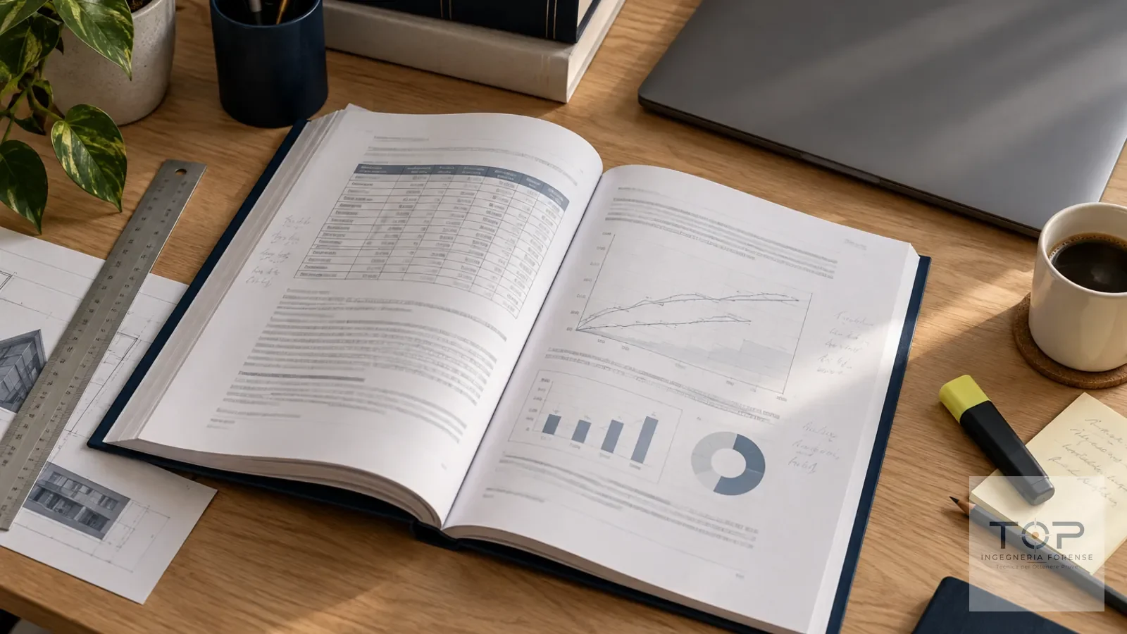 Relazione di consulenza tecnica aperta su tabelle e grafici, con note a margine: la verifica di una CTU parte dai dati